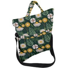 Flower Green Pattern Floral Fold Over Handle Tote Bag