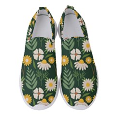 Flower Green Pattern Floral Women s Slip On Sneakers by anzea