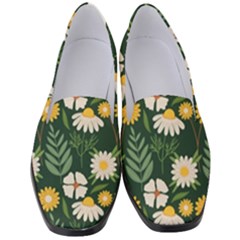 Flower Green Pattern Floral Women s Classic Loafer Heels