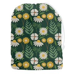 Flower Green Pattern Floral Drawstring Pouch (3xl)