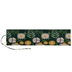 Flower Green Pattern Floral Roll Up Canvas Pencil Holder (l)