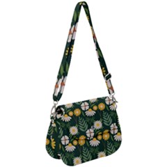 Flower Green Pattern Floral Saddle Handbag