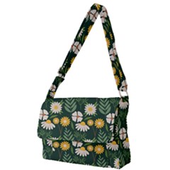 Flower Green Pattern Floral Full Print Messenger Bag (l)