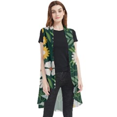 Flower Green Pattern Floral Sleeveless Chiffon Waistcoat Shirt