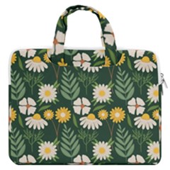 Flower Green Pattern Floral Macbook Pro 15  Double Pocket Laptop Bag 