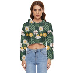 Flower Green Pattern Floral Women s Lightweight Cropped Hoodie by anzea