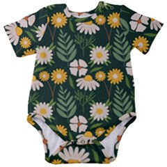 Flower Green Pattern Floral Baby Short Sleeve Bodysuit