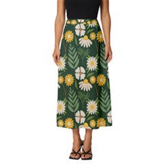 Flower Green Pattern Floral Classic Midi Chiffon Skirt