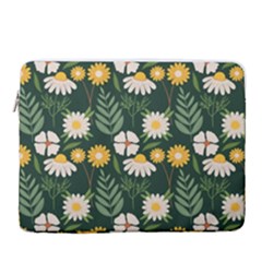 Flower Green Pattern Floral 15  Vertical Laptop Sleeve Case With Pocket