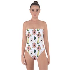 Flower White Pattern Floral Tie Back One Piece Swimsuit