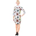 Flower White Pattern Floral Quarter Sleeve Hood Bodycon Dress View2