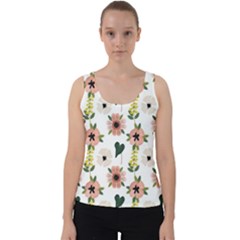 Flower White Pattern Floral Velvet Tank Top by anzea