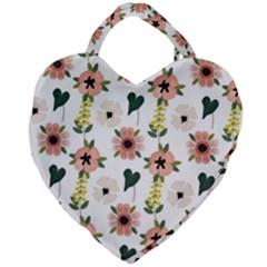 Flower White Pattern Floral Giant Heart Shaped Tote by anzea