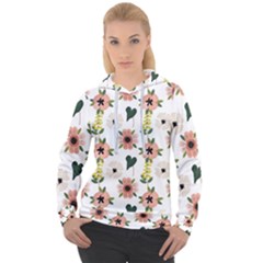 Flower White Pattern Floral Women s Overhead Hoodie