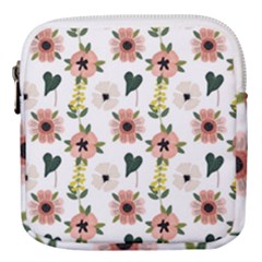 Flower White Pattern Floral Mini Square Pouch by anzea