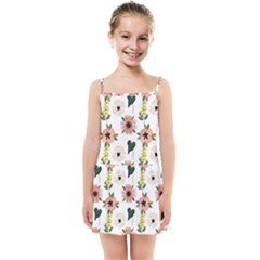 Flower White Pattern Floral Kids  Summer Sun Dress by anzea