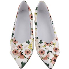 Flower White Pattern Floral Women s Bow Heels