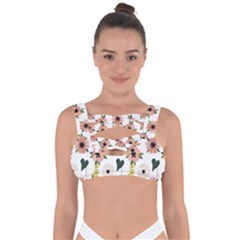 Flower White Pattern Floral Bandaged Up Bikini Top by anzea