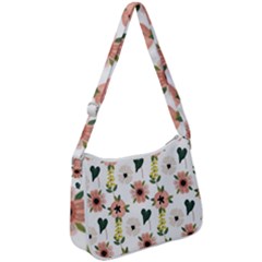 Flower White Pattern Floral Zip Up Shoulder Bag