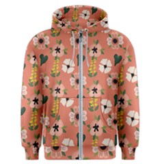 Flower Pink Brown Pattern Floral Men s Zipper Hoodie