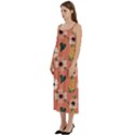 Flower Pink Brown Pattern Floral Casual Spaghetti Strap Midi Dress View2