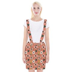 Flower Pink Brown Pattern Floral Braces Suspender Skirt