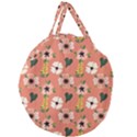 Flower Pink Brown Pattern Floral Giant Round Zipper Tote View1