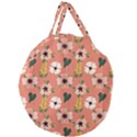 Flower Pink Brown Pattern Floral Giant Round Zipper Tote View2