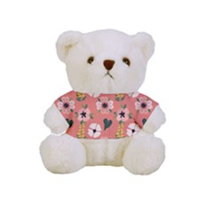 Flower Pink Brown Pattern Floral Full Print Cuddly Teddy Bear