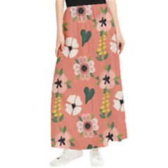 Flower Pink Brown Pattern Floral Maxi Chiffon Skirt by anzea