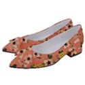 Flower Pink Brown Pattern Floral Women s Bow Heels View2