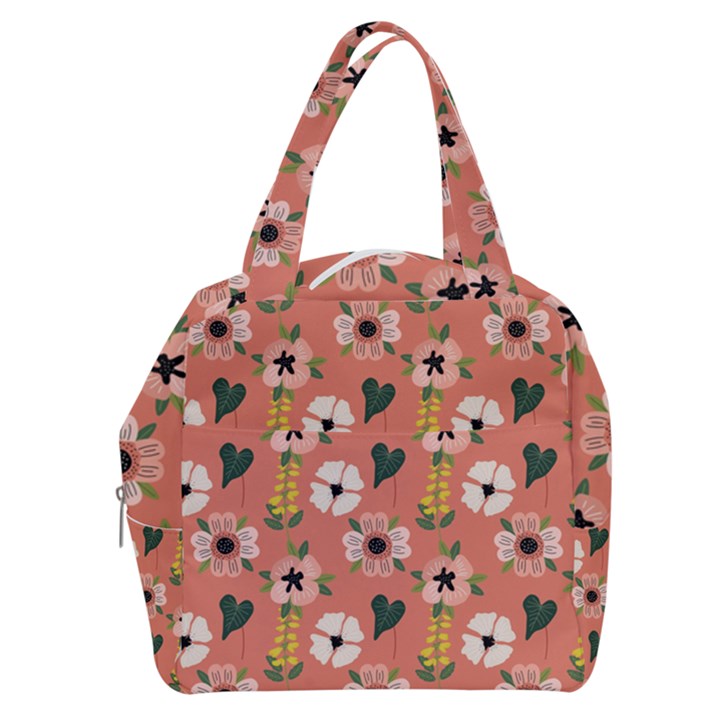 Flower Pink Brown Pattern Floral Boxy Hand Bag