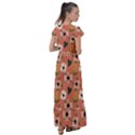 Flower Pink Brown Pattern Floral Flutter Sleeve Maxi Dress View2