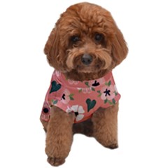 Flower Pink Brown Pattern Floral Dog T-shirt by anzea