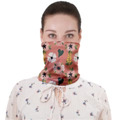 Flower Pink Brown Pattern Floral Face Covering Bandana (adult) by anzea