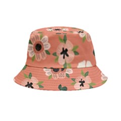 Flower Pink Brown Pattern Floral Bucket Hat by anzea