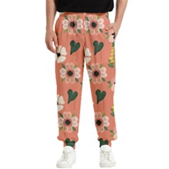 Flower Pink Brown Pattern Floral Men s Elastic Waist Pants