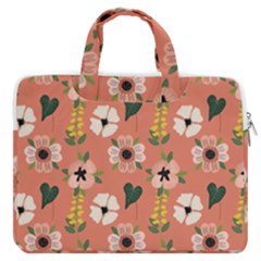 Flower Pink Brown Pattern Floral Macbook Pro 15  Double Pocket Laptop Bag  by anzea