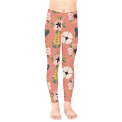 Flower Pink Brown Pattern Floral Kids  Classic Winter Leggings