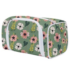 Flower Green Pink Pattern Floral Toiletries Pouch