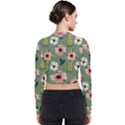 Flower Green Pink Pattern Floral Long Sleeve Zip Up Bomber Jacket View2