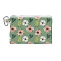 Flower Green Pink Pattern Floral Canvas Cosmetic Bag (Medium) View1