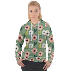 Flower Green Pink Pattern Floral Women s Overhead Hoodie