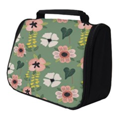 Flower Green Pink Pattern Floral Full Print Travel Pouch (small) by anzea