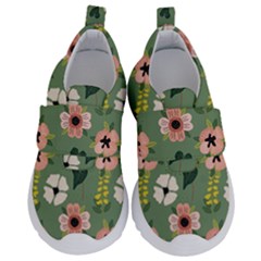 Flower Green Pink Pattern Floral Kids  Velcro No Lace Shoes