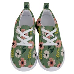 Flower Green Pink Pattern Floral Running Shoes by anzea