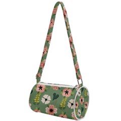 Flower Green Pink Pattern Floral Mini Cylinder Bag