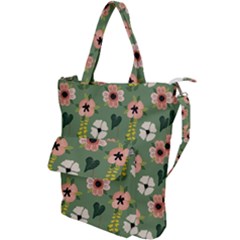 Flower Green Pink Pattern Floral Shoulder Tote Bag