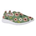 Flower Green Pink Pattern Floral Women s Slip On Sneakers View3