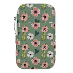 Flower Green Pink Pattern Floral Waist Pouch (large) by anzea